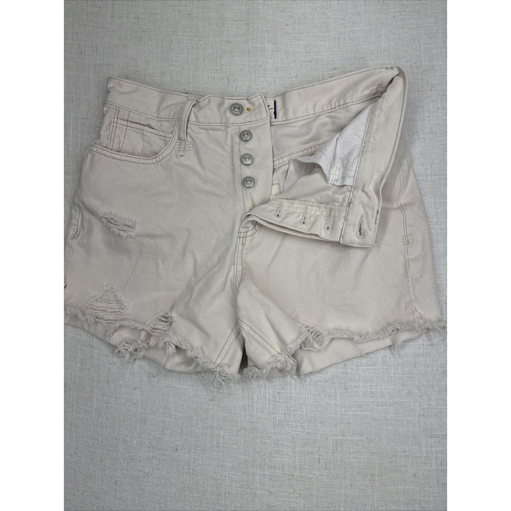 We The Free Women's 26 Button Fly Shorts, Off-White,‎ Distressed, Free People